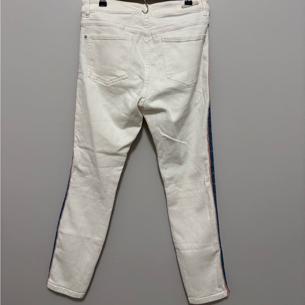 Anthropologie Pilcro High Rise Skinny White Jeans Crotchet Stripes - Picture 3 of 6